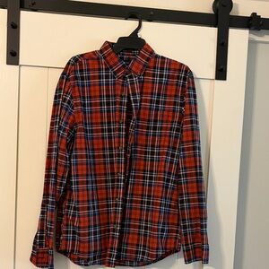 Banana Republic Orange and Blue Plaid Casual Button Down Shirt
